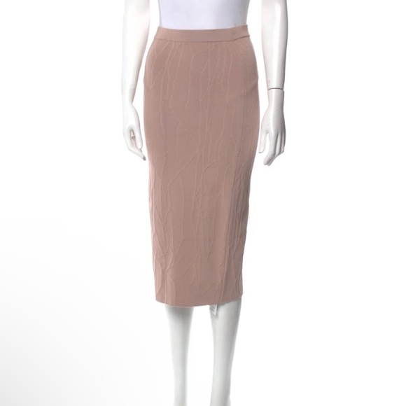Jonathan Simkhai Blush Pink Stretch Knit Intarsia Textured Bodycon Midi Skirt XS - Picture 3 of 16